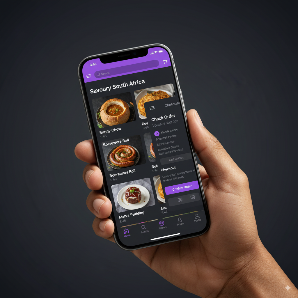 Savoury South Africa mobile app mockup