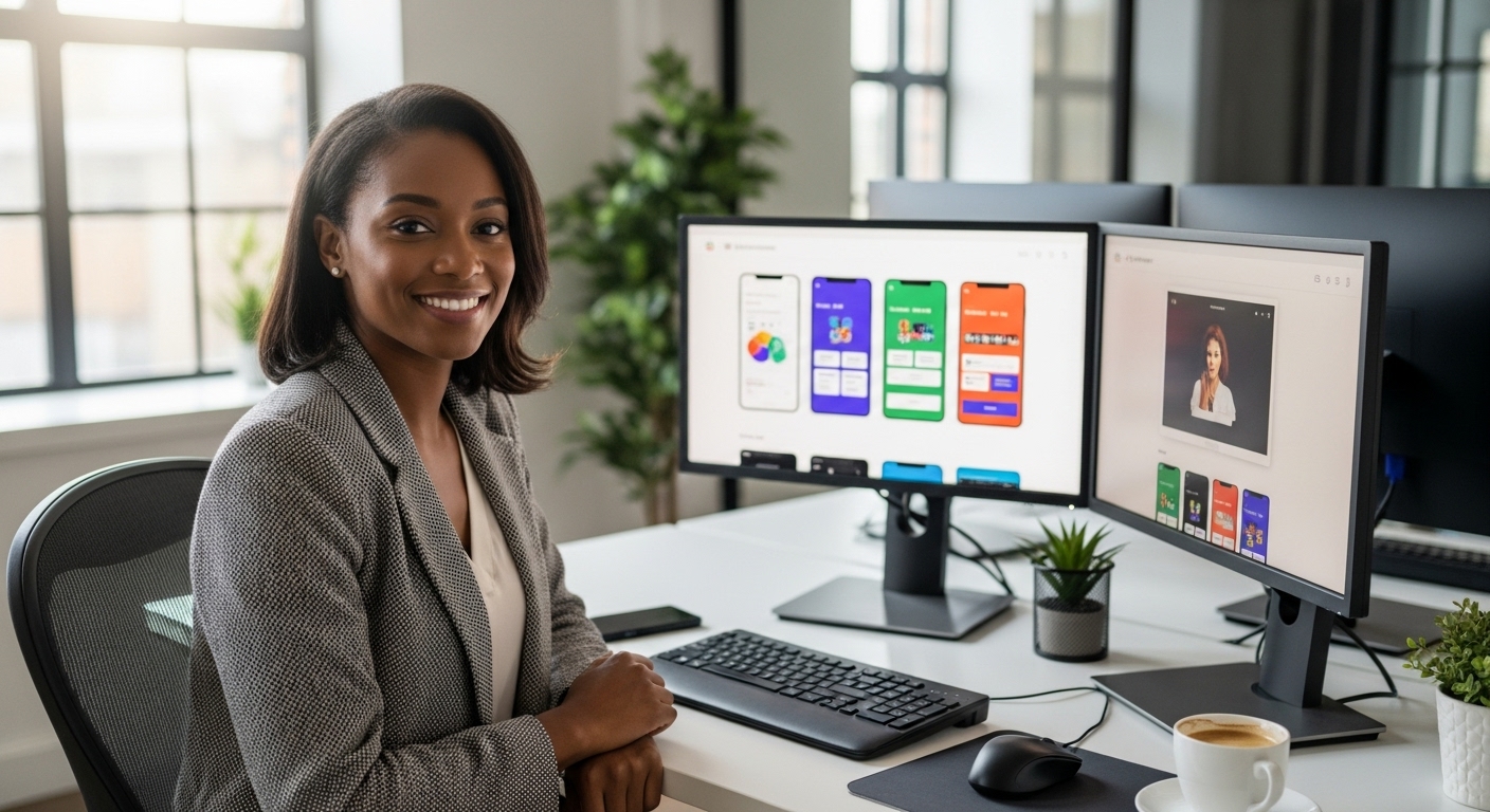 Tebogo working at her design workspace